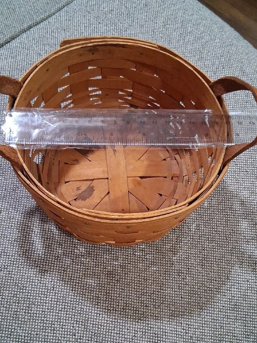 Longaberger Rustic Brown Woven Round Basket with Handles